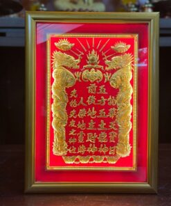 Bài Vị Thần Tài Dát Vàng Nền Đỏ Có Đèn