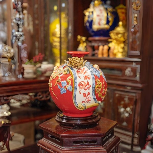 Bình Hút Lộc Cuốn Thư Phát Tài Phát Lộc Men Màu Đắp Nổi - Ảnh 21