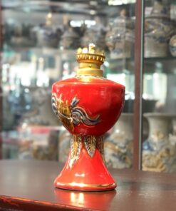 Đèn Dầu Men Đỏ Vẽ Vàng