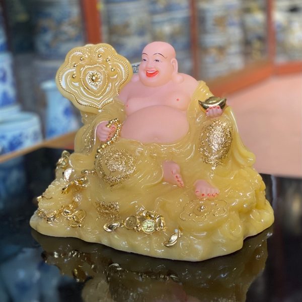Tượng Di Lặc Như Ý Bột Đá Vàng