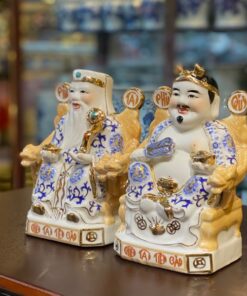 Tượng Thần Tài Thổ Địa Sứ Gấm Xanh