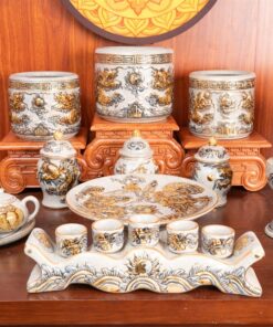 Bộ Thờ Gia Tiên Men Rạn Vẽ Vàng BTGTMRVV2