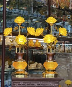 Đèn Thờ Hoa Sen 5 Bông Lưu Ly Trường Quang