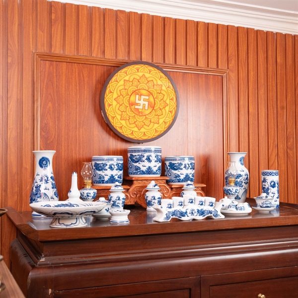 Bộ Đồ Thờ Gia Tiên Sứ Men Trắng BTGTMT1