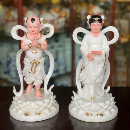 Tượng Tiên Đồng Ngọc Nữ Bột Đá Trắng