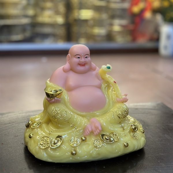 Phật Di Lặc Tròn Bột Đá Vàng