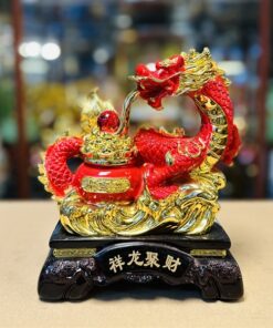 Tượng Rồng Đỏ Ôm Túi Vàng