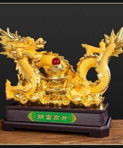 Tượng Rồng Vàng Cuộn Thỏi Vàng