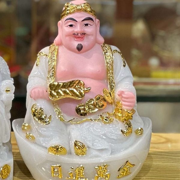 Tượng Thần Tài Thổ Địa Cục Vàng Bột Đá Trắng