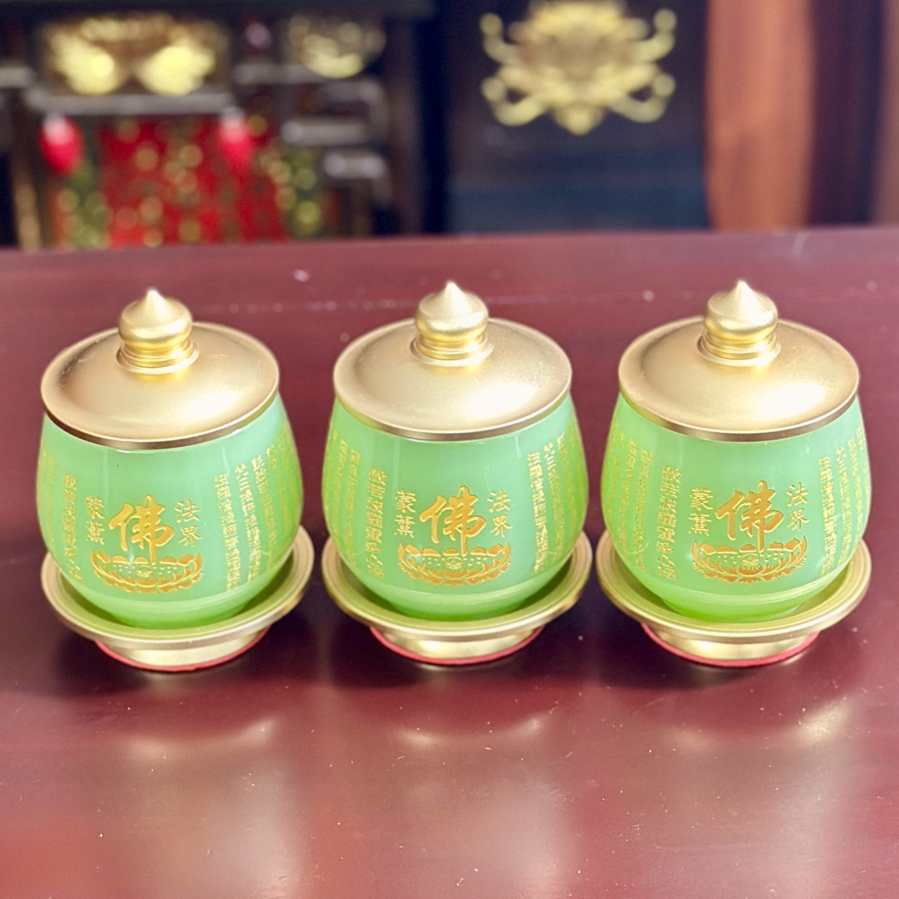 Chóe Thờ Lưu Ly Xanh Bọc Đồng