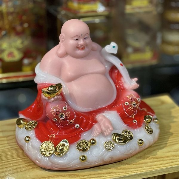 Phật Di Lặc Tròn Bột Đá Đỏ