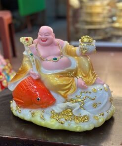 Tượng Phật Di Lặc Cá Bột Đá Vàng