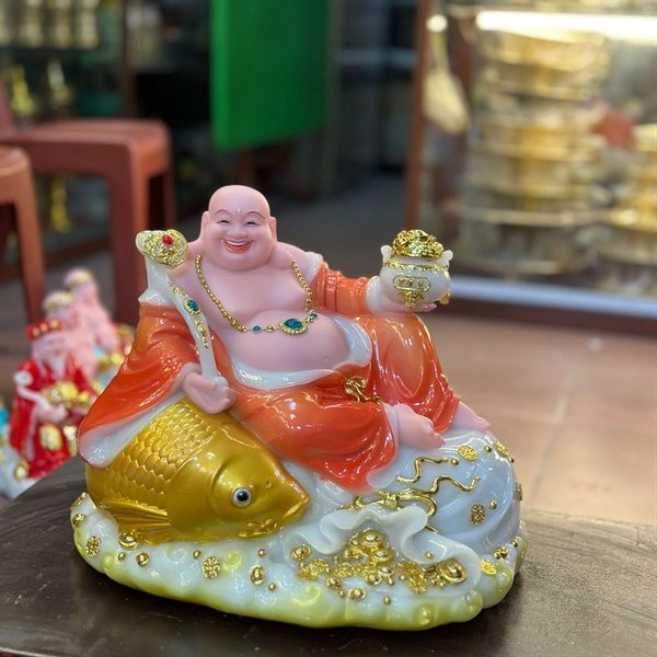 Tượng Phật Di Lặc Cá Bột Đá Đỏ
