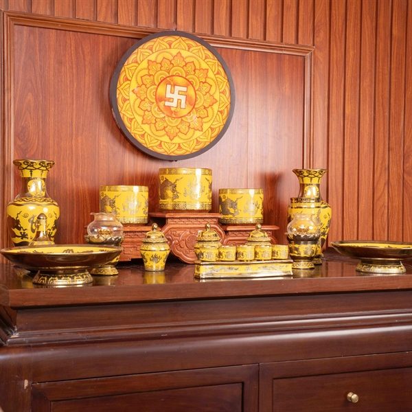 Bộ Đồ Thờ Gia Tiên Sứ Vàng Kim Sa