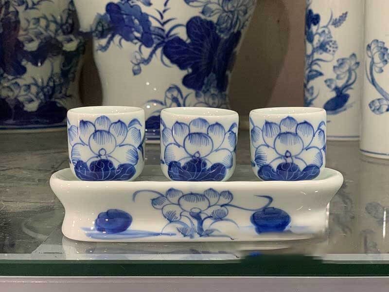 Khay/ Kỷ Nước 3 Chén Men Ngọc - Ảnh 2