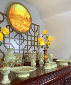 Bộ Đồ Thờ Gia Tiên Men Vàng Ngà BDTGTMV02