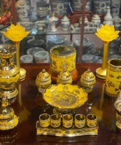 Bộ Bát Hương Sứ Kim Sa Thờ Thần Linh BTL02KS2