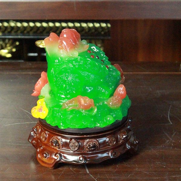 Cóc Thiềm Thừ Phong Thuỷ Xoay Đế Gỗ Hồ Lô Xanh