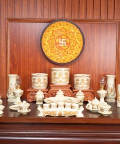Bộ Đồ Thờ Gia Tiên Men Vàng Ngà