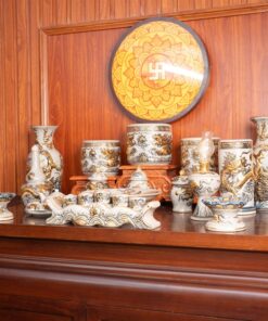 Bộ Thờ Gia Tiên Men Rạn Vẽ Vàng BTGTMRVV2