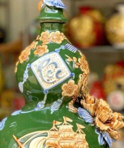 Hồ Lô Hút Lộc Chữ Lộc Thuận Buồm Xuôi Gió Xanh Lá Đắp Nổi