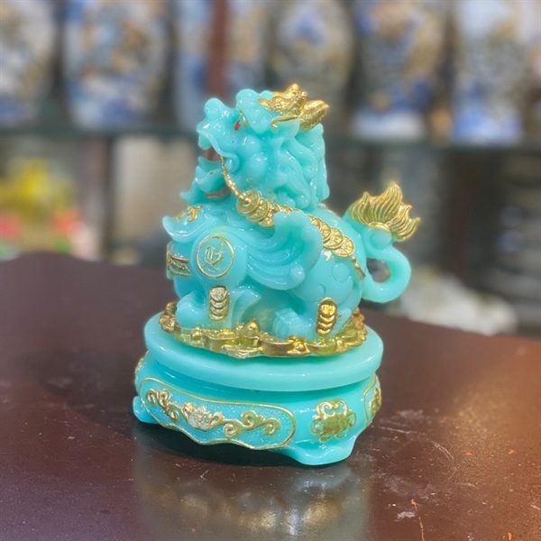 Tỳ Hưu Phong Thủy Đế Xoay Bột Đá Xanh Ngọc Bích