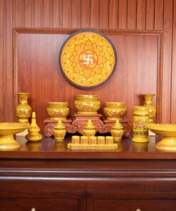 Bộ Đồ Thờ Gia Tiên Sứ Gấm Vàng BTGTSGV2