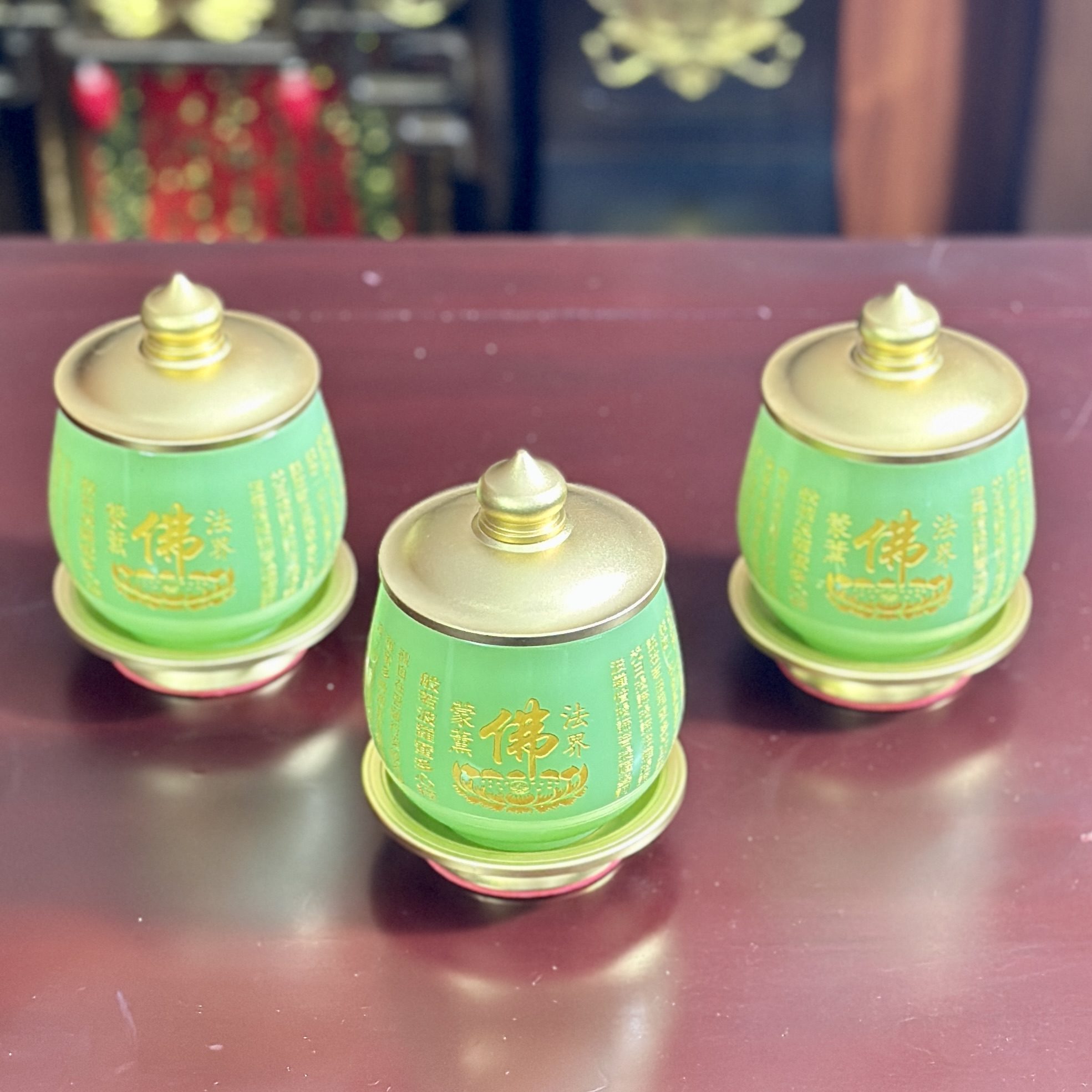 Chóe Thờ Lưu Ly Xanh Bọc Đồng