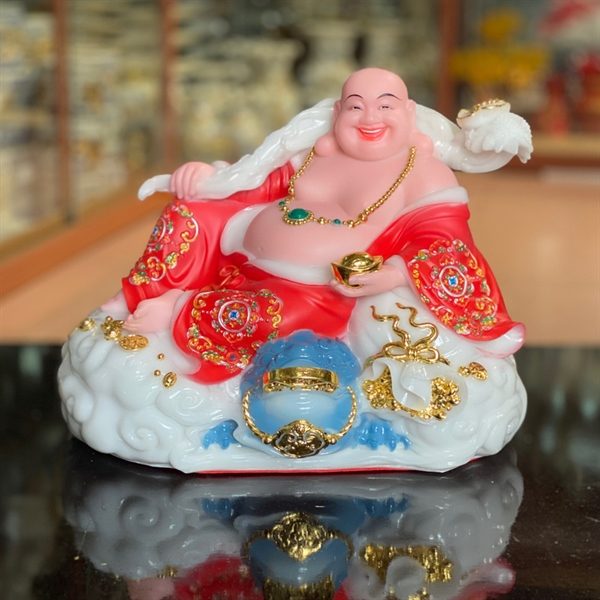 Tượng Di Lặc Phú Qúy Bột Đá Đỏ