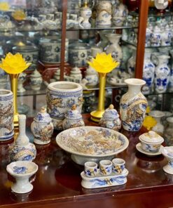 Bộ Đồ Thờ Thần Linh Men Rạn Đắp Nổi BDTTLMR01