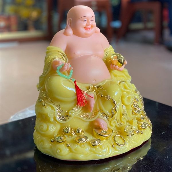 Tượng Di Lặc Kim Tiền Bột Đá Vàng