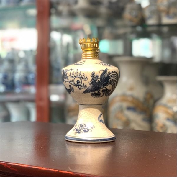 Đèn Dầu Men Rạn Vẽ