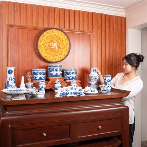 Bộ Đồ Thờ Gia Tiên Sứ Men Trắng BTGTMT1