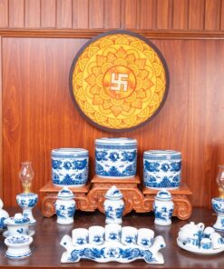 Bộ Đồ Thờ Gia Tiên Sứ Men Trắng BTGTMT1