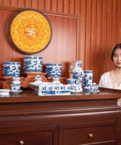 Bộ Đồ Thờ Gia Tiên Sứ Men Lam