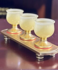 Khay 3 Chén Lưu Ly Vàng Bọc Đồng