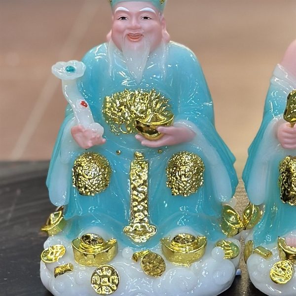 Tượng Thần Tài Thổ Địa Mây Bột Đá Xanh Dương
