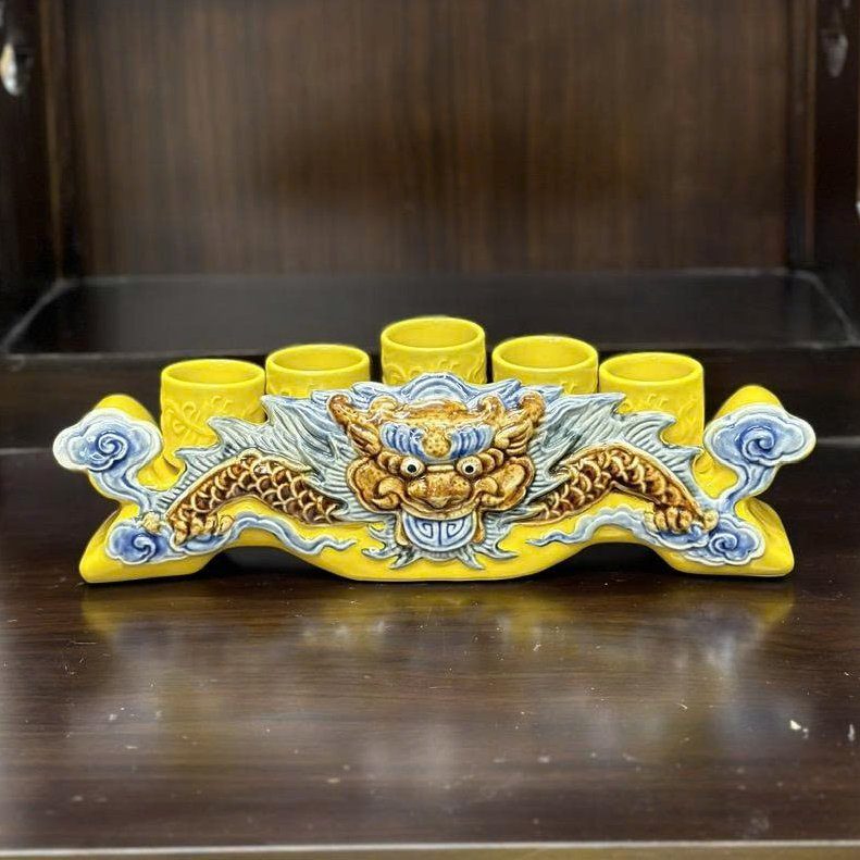Kỷ Ngai 5 Chén Men Vàng Hoàng Kim