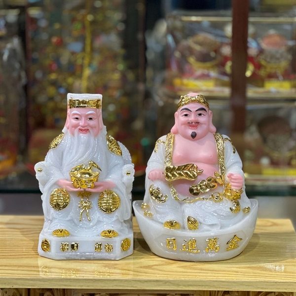 Tượng Thần Tài Thổ Địa Cục Vàng Bột Đá Trắng