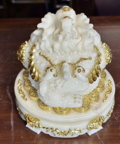 Cóc Thiềm Thừ Phong Thủy Đế Xoay Bột Đá Trắng