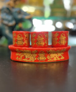 Kỷ / Khay 3 Chén Sứ Men Đỏ Bát Tràng