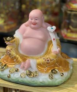 Phật Di Lặc Tròn Bột Đá Vàng Cam