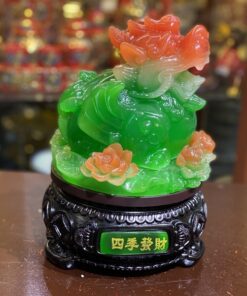 Tỳ Hưu Tọa Hoa Phong Thuỷ Xoay Đế Gỗ Xanh