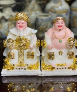 Tượng Thần Tài Thổ Địa Bột Đá Phú Quý Rồng Trắng