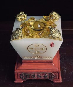 Bồn Tụ Bảo Chiêu Tài Vuông Đá Trắng