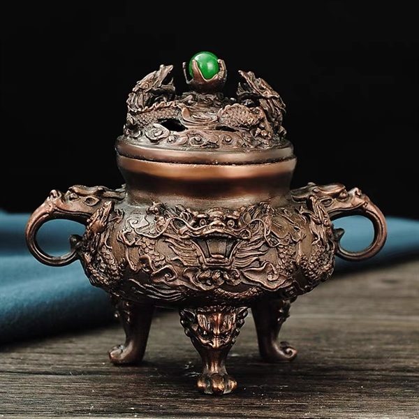 Đốt Trầm Rồng Song Long Chầu Ngọc Đồng Hun