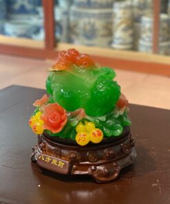 Cóc Thiềm Thừ Phong Thuỷ Xoay Đế Gỗ Hồ Lô Xanh