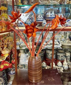 Cành Hoa Sen Gỗ Mít Màu Cánh Gián