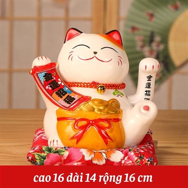 Mèo Thần Tài Chiêu Phúc Đối Liên 16cm