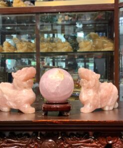 Cặp Tỳ Hưu Đá Thạch Anh Hồng